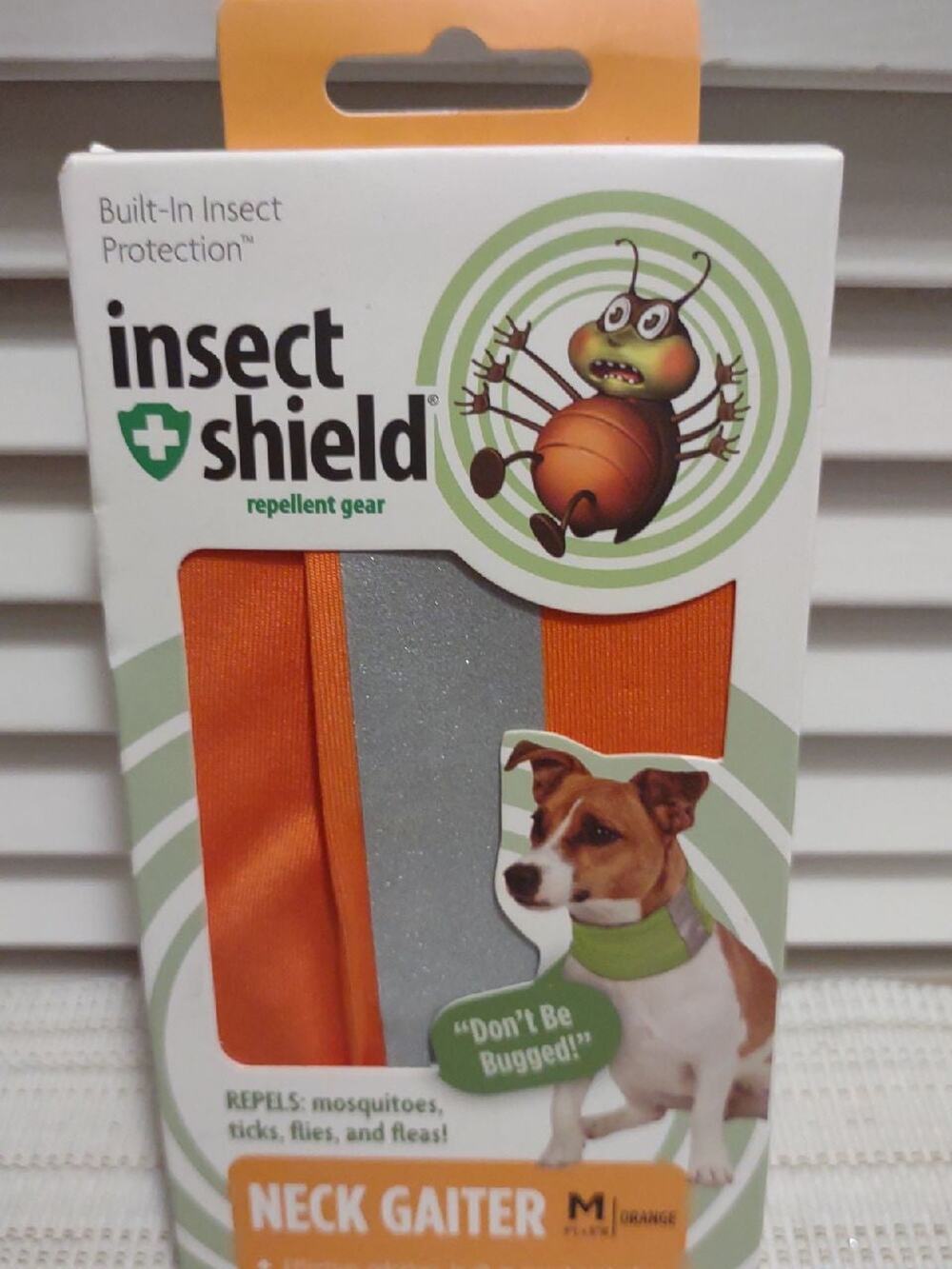 Insect Shield insect repellant dog orange neck gaiter size M 16"-20" neck